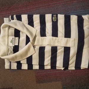 Lacoste white and blue stripe polo